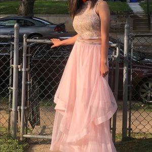 Windsor 2 piece baby pink and gold formal dress